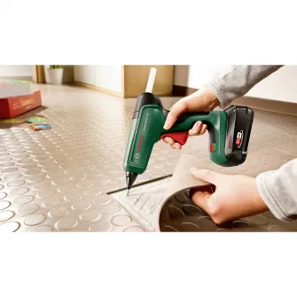 Pistol de lipit pe acumulator Bosch AdvancedGlue 0603264800, 18 V, 20 g/min capacitate lipire, 11 mm diametru bagheta, 200 °C temperatura, fara acumulator/incarcator