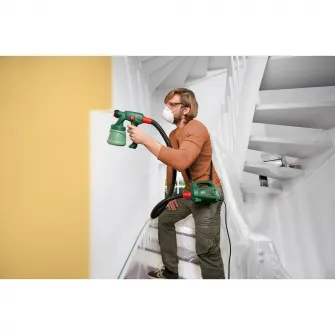 Pistol de vopsit Bosch PFS 2000, 440 W, 800 ml capacitate rezervor, 200 ml/min capacitate pompare, 1.3 m lungime furtun