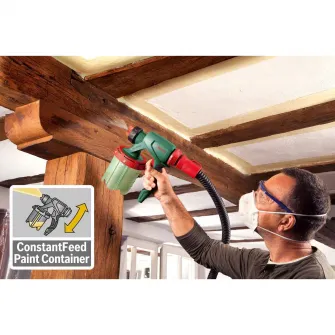 Pistol de vopsit Bosch PFS 5000 E, 1200 W, 1000 ml capacitate rezervor, 500 ml/min capacitate pompare, 4 m lungime furtun, accesorii incluse