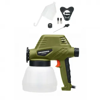 Pistol de vopsit Heinner APVE001, 110 W, 300 ml/min debit, 80 din/sec vascozitate, 1300 ml capacitate rezervor, accesorii incluse
