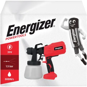 Pistol de Vopsit pe acumulator Energizer, 20V, 1.5Bar, 80 DIN/s, rezervor 800ml, fara acumulator/incarcator