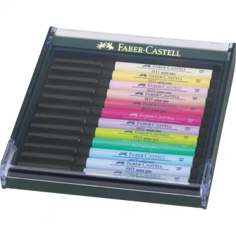 Pitt Artist Pen Faber-Castell, nuante pastel (cutie/ 12 culori)