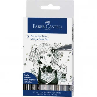 Pitt Artist Pen Manga Faber-Castell (set de baza/ 8 buc)