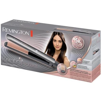 Placa de indreptat parul Remington Keratin Protect S8598, invelis ceramic, 230°C, Gri/Aramiu