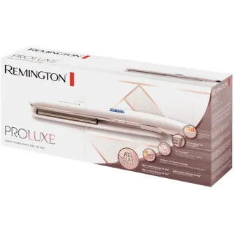 Placa de indreptat parul Remington PROluxe S9100, Invelis ceramic Ultimate Glide, Tehnologie OPTIheat, 230 grade, LCD, 9 setari temperatura, Incalzire rapida