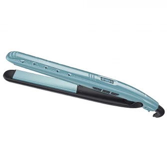 Placa de indreptat parul Remington Wet2Straight S7300, 230°, Invelis ceramic, Incalzire in 15 sec., Placi 110mm, Oprire automata, Husa, Albastru/Negru