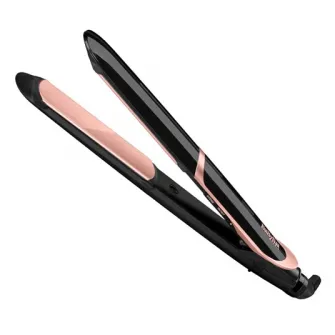 Placa de par BaByliss ST391E Super Smooth, placi Tourmaline-Ceramice, 6 setari temperatura, 235 grade, Ionizare, Negru/Roz