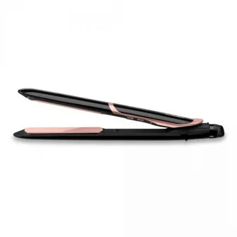 Placa de par BaByliss ST391E Super Smooth, placi Tourmaline-Ceramice, 6 setari temperatura, 235 grade, Ionizare, Negru/Roz