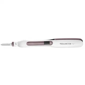 Placa de par Rowenta SF7510F0 BrushStraight Premium Care, LCD, 130 - 200 °C, placi mobile, ionizare, Cashmere Keratin, Alb/Mov