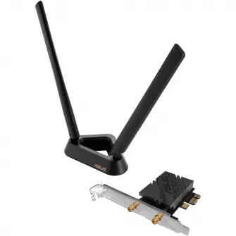 Placa de retea ASUS PCE-BE92BT, BE9400, baza magnetizata, suporta banda de 6GHz, 320MHz, WPA3, Bluetooth 5.4, compatibilia doar cu placile de baza Intel