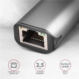 Placa de retea Axagon ADE-25RC, 2.5 Gigabits, USB-A