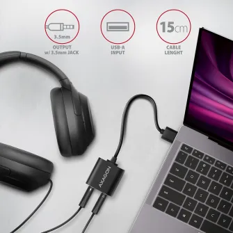 Placa de sunet USB Axagon Adaptor ADA-12 USB2.0 - Adaptor audio stereo mini, 1 x USB 2.0 - 2 x Jack 3.5 Female
