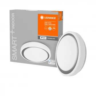Plafoniera LED inteligenta Ledvance SMART+ WIFI Orbis Moon, 24W, 2500 lm, dimabil, IP20, lumina calda/neutra/rece (3000-6500K), 380 mm, gri, compatibil amazon alexa/Google Assistant