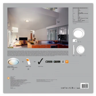 Plafoniera LED inteligenta Ledvance SMART+ WIFI Orbis Moon, 24W, 2500 lm, dimabil, IP20, lumina calda/neutra/rece (3000-6500K), 380 mm, gri, compatibil amazon alexa/Google Assistant