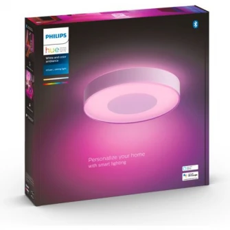 Plafoniera LED RGB inteligenta Philips Hue Infuse, Bluetooth, 52.5W, 3700 lm, lumina alba si colorata (2000-6500K), 42.5cm, Alb