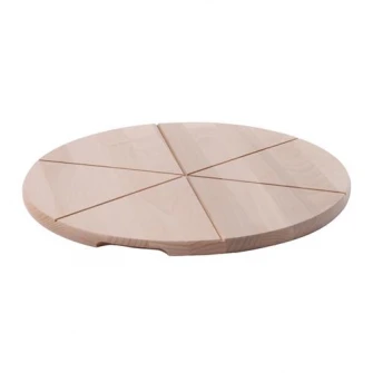 Planseta pizza Hendi, cu caneluri, lemn de fag brut, 45 cm