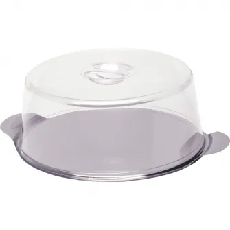 Platou tort cu capac Hendi, otel inoxidabil/plastic SAN, O30x(H)11 cm