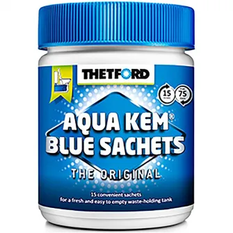 Pliculete descompunere reziduuri WC rulote si autorulote, Thetford Aqua Kem Blue, 15 pliculete