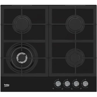 Plita incorporabila Beko HILW64225S, Gaz, 4 Arzatoare, Arzator Wok, 60 cm, Sticla neagra