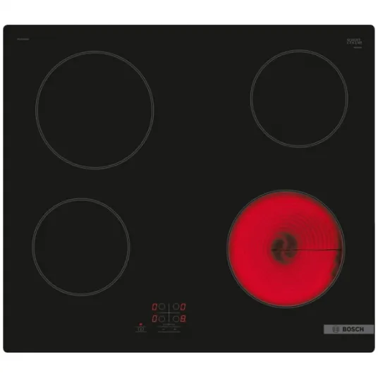 Plita incorporabila Bosch PKE61RAA2E, Vitroceramica, 4 zone de gatit, TouchSelect, HighSpeed, 60 cm, Negru
