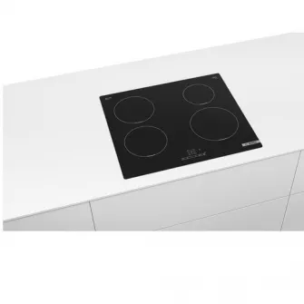 Plita incorporabila Bosch PUE611BB5E, Inductie, 4 zone de gatit, TouchSelect, PowerBoost, ReStart, Temporizator, 60 cm, Negru