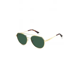 Polaroid, Ochelari de soare aviator polarizati, Auriu, Verde inchis, 56-17-145