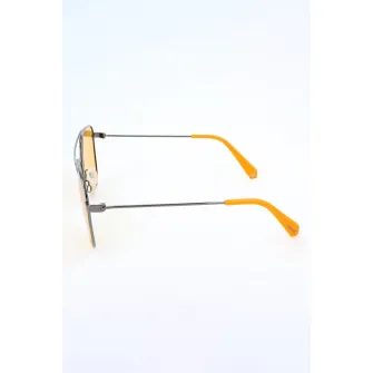 Polaroid, Ochelari de soare aviator unisex cu lentile polarizate, Galben, Argintiu, 56-18-145