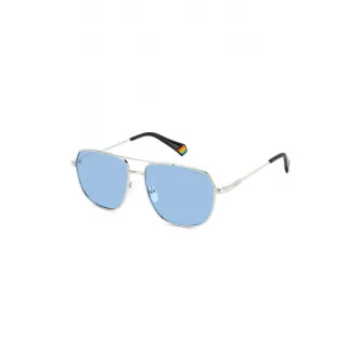 Polaroid, Ochelari de soare aviator unisex polarizati, Argintiu, 58-15-145