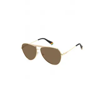 Polaroid, Ochelari de soare aviator unisex polarizati, Auriu, 61-12-145