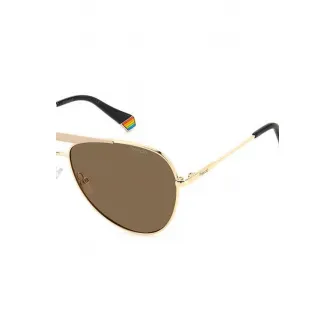 Polaroid, Ochelari de soare aviator unisex polarizati, Auriu, 61-12-145