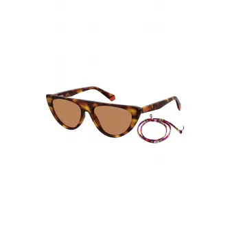Polaroid, Ochelari de soare cat-eye polarizati, Maro inchis/Maro camel, 54-16-140 Standard