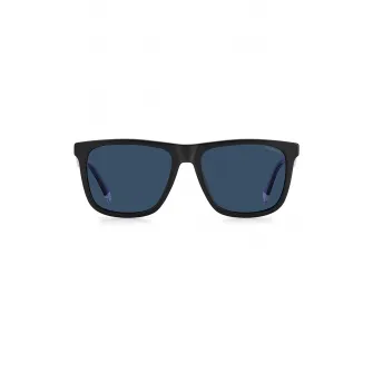 Polaroid, Ochelari de soare patrati cu logo, Negru, 55-17-150 Standard