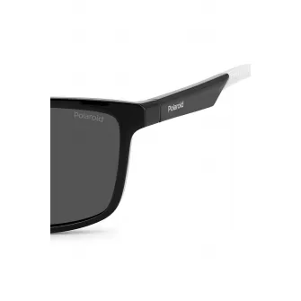 Polaroid, Ochelari de soare polarizati cu lentile uni, Negru, Alb, 60-13-140 Standard