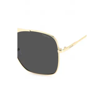 Polaroid, Ochelari de soare polarizati cu rama metalica, Auriu, Gri inchis, 59-16-145