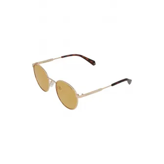 Polaroid, Ochelari de soare rotunzi unisex polarizati, Auriu rose/Maro, 51-20-145 Standard