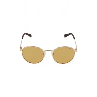 Polaroid, Ochelari de soare rotunzi unisex polarizati, Auriu rose/Maro, 51-20-145 Standard