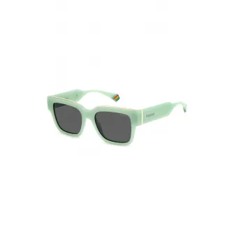 Polaroid, Ochelari de soare unisex polarizati, Auriu, Verde pal, Gri inchis, 52-18-140