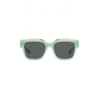 Polaroid, Ochelari de soare unisex polarizati, Auriu, Verde pal, Gri inchis, 52-18-140