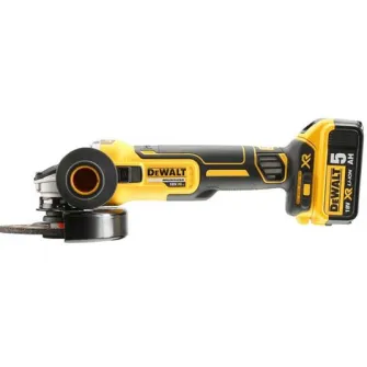 Polizor unghiular Dewalt DCG405P3-QW, 18 V, 125 mm diametru disc, 9000 RPM, M14 sistem prindere, aparatoare fara cheie, cheie disc, valiza depozitare, 3 acumulatori 5 Ah, incarcator