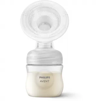 Pompa de san manuala Philips Avent SCF430/20, Tehnologie Natural Motion pentru un debit rapid de lapte, biberon 0+ luni de 125 ml, tampoane de san