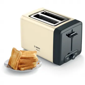 Prajitor de paine BOSCH DesignLine TAT4P427, 2 felii, 970W, Negru/ bej