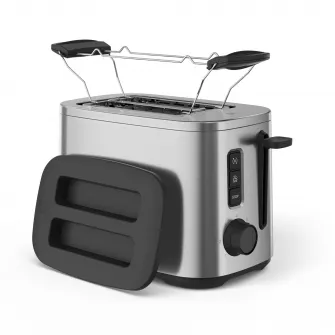 Prajitor de paine Electrolux Create 5 E5T1-4ST, 800 W, timer digital cu afisare timp ramas, 7 niveluri de rumenire, tavita firimituri detasabila, full inox