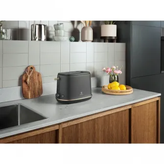 Prajitor de paine Electrolux E7T1-6BP, 980W, inox, 2 felii, 7 setari temperatura, Metal Perlat Negru