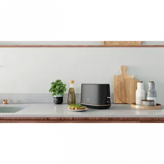 Prajitor de paine Electrolux E7T1-6BP, 980W, inox, 2 felii, 7 setari temperatura, Metal Perlat Negru