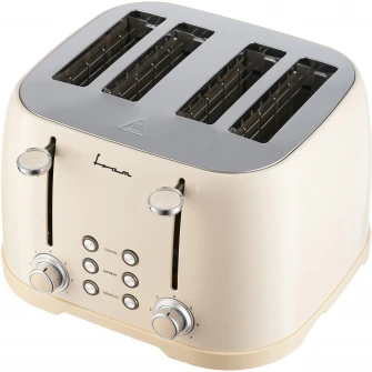 Prajitor de paine FRAM FTP-800BK, 1600W, 4 felii, 6 nivele de rumenire, tavita detasabila pentru firimituri, Crem