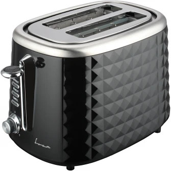 Prajitor de paine FRAM FTP-850BK, 850W, capacitate 2 felii, functii: decongelare, reincalzire si anulare, 7 niveluri de rumenire, functie de autocentrare a feliilor de paine, tavita detasabila pentru firimituri, Negru