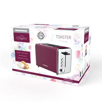 Prajitor de paine Heinner Charm TP-1000BG, 850W, 6 Setari rumenire, Burgundy