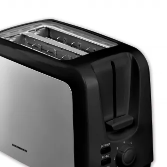 Prajitor de paine Heinner HTP-700BKSS, 750 W, 7 nivele de rumenire, 3 functii, Negru/Inox