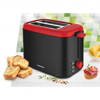 Prajitor de paine Heinner Wassay 800 HTP-800BKR, 800W, 7 niveluri de rumenire, Negru/Rosu