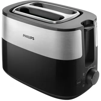 Prajitor de paine Philips HD2516/90, 830 W, 2 felii, fante variabile, functie dezghetare si incalzire, grilaj incalzire integrat, 8 trepte, negru/argintiu